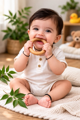 Goligo natural neem wooden teether for baby (Pack of 2)
