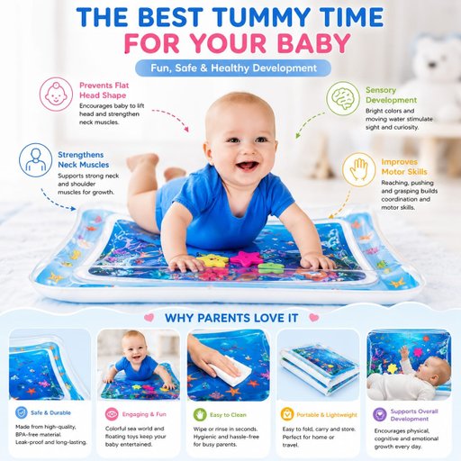 Goligo Inflatable Baby Water Play Mat | Tummy Time Sensory Activity Mat