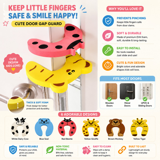 Goligo Baby Door Safety Finger Guard Pack of (2) | EVA Foam Door Stopper Protector for Kids