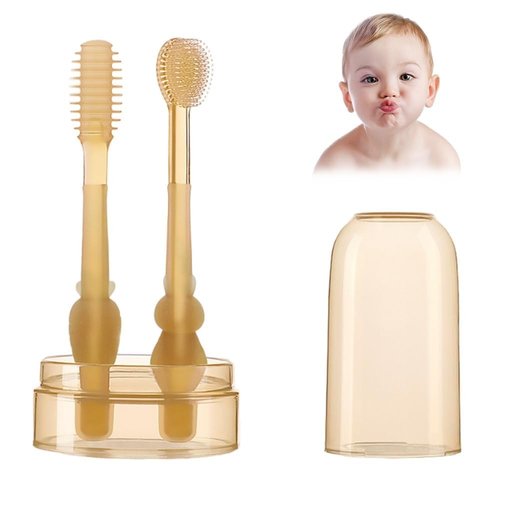 Goligo Baby Silicone Finger Toothbrush Set with Storage Case | Soft Infant Oral Care Brush