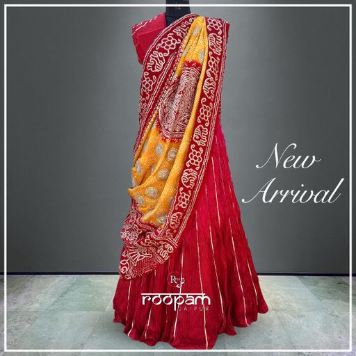 Pure Opada Crushed Lehenga with Pure Gajji Silk Dupatta