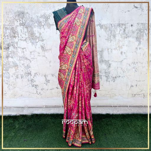 Pure Crepe Banarasi Saree- Pink