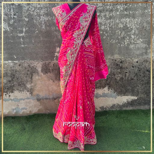 Exquisite Pure Georgette Bandhej Saree