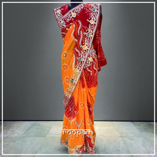 Pure Bandhej Peela Saree