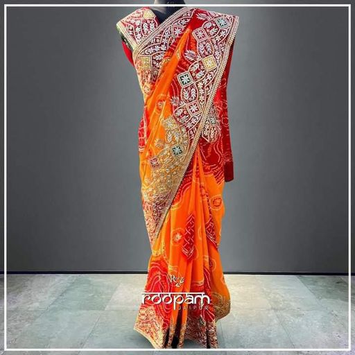 Pure Bandhej Peela Saree