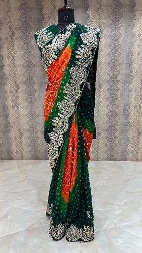 Pure Bandhani Multi-Color Saree