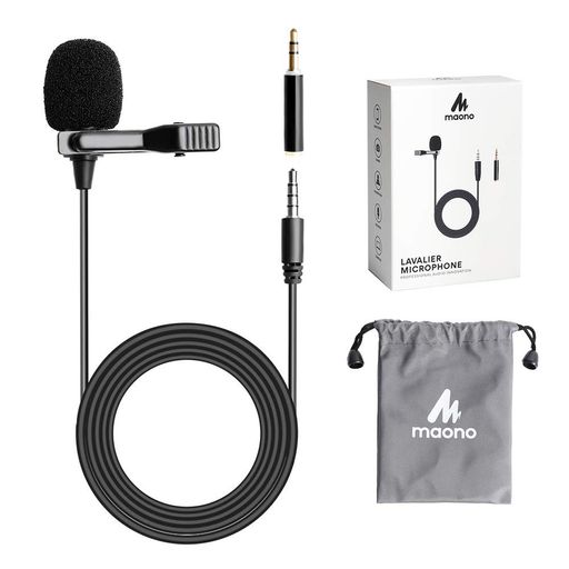 MAONO AU-400 Lavalier Collar Mic for YouTubers, Vloggers, Video Creators | Clip-on Omni Mic for Mobile, Laptop, DSLR, PS4 | Crystal Clear Audio (Black)