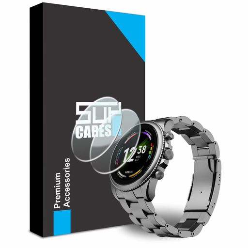 SupCares Tempered Glass Screen Protector for Fossil Gen 6 42mm / 44mm Smartwatch (Men/Women) with Easy Self Installation Kit | Transparent - Pack of 2