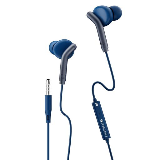 ZEBRONICS Bro Wired In-Ear Earphones with Mic, 10mm Drivers, 3.5mm Jack, Noise Isolation, earbuds (Blue)
