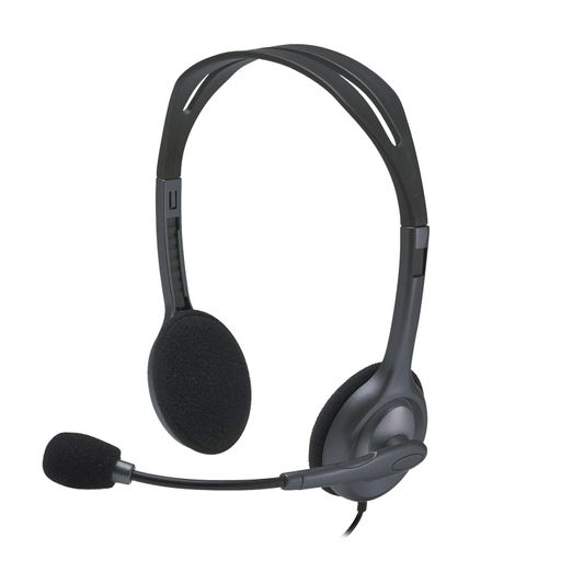 Logitech H111 Wired On-Ear Headphones with Mic | Noise-Cancelling Boom Mic | 3.5mm Jack | Adjustable Headband & Foam Cushions | Stereo Sound for Calls, Music, and Meetings | Compatible with PC, Laptop, Smartphone, Tablet | Black