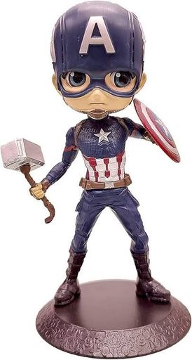 Captain America Q Posket Action Figure for Home Decors, Office Desk and Study Table | 15 cm | Q Posket- Avengers 