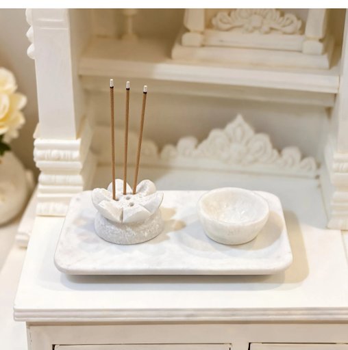 Exquisite Marble Pooja Essentials