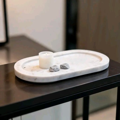 Marble Minimal Grey Vein Oval Decorative Tray