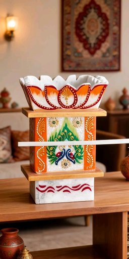 Marble tulsi planter painting work