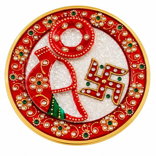 elegant marble puja thali 6inch