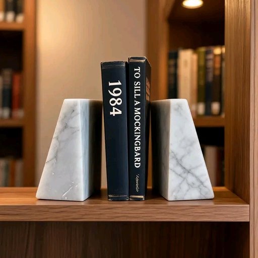 Marble Minimalist Wedge Shaped Bookends