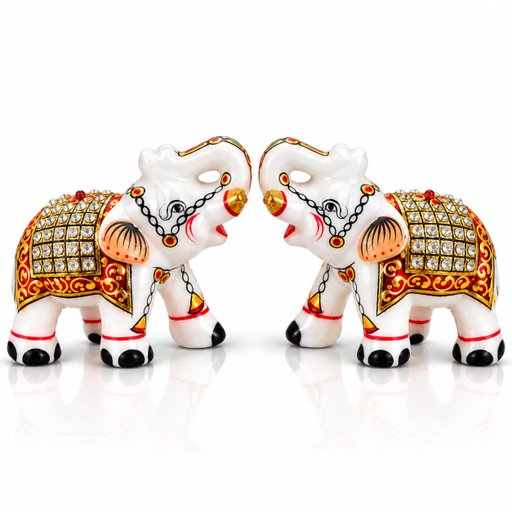 elegant marble elephant pair 4inch