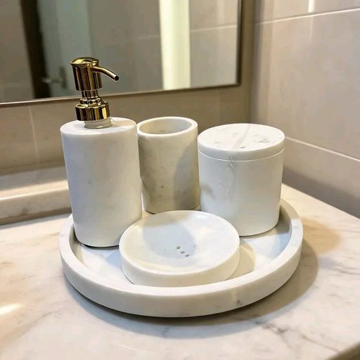 Marble Elegant Grey Vein Bathroom Accessory Set