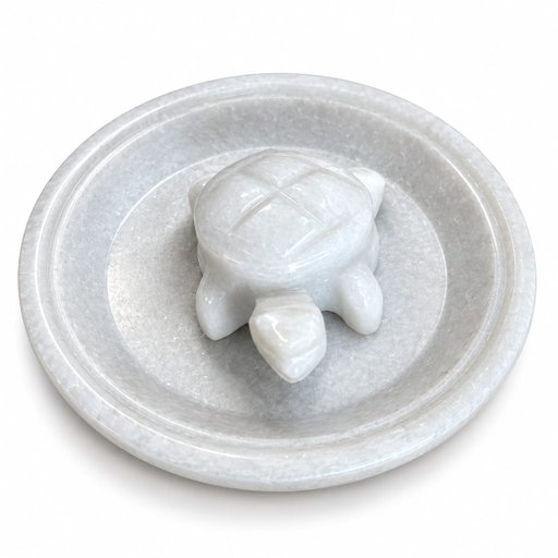 Marble puja turtle with plate set