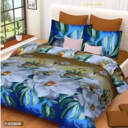 stylish fancy cotton 3D printed bed sheet 2 pillow cover
