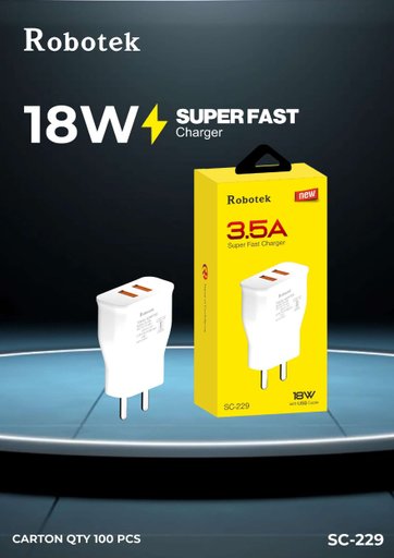 Robotek 3.5A 18W Dual USB Charger With V8 Cable SC-229