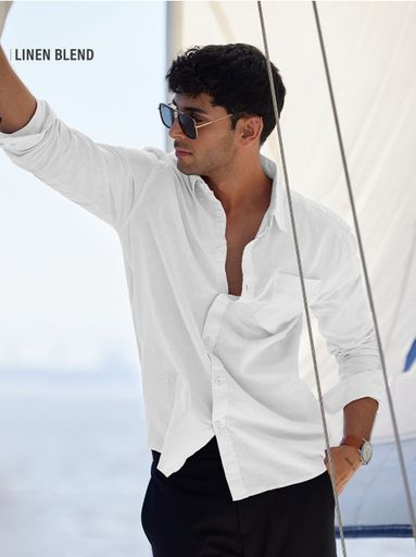 Cotton linen : white shirt 