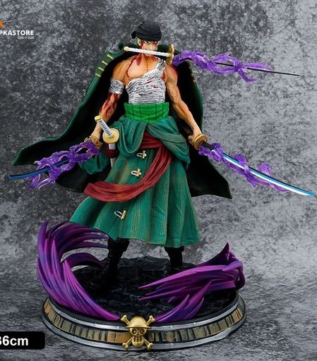 Blue Aura One Piece Zoro Action Figure Height -36CM Statue Toys Standie Figurine for Anime Fans Collectible PVC 