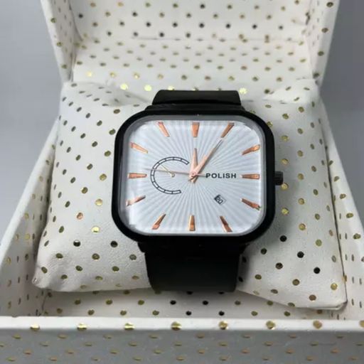 Dutchman White Dial And Black Strap Analog Wrist Watch With Date Display Feature For Men’s & Boy’s 
