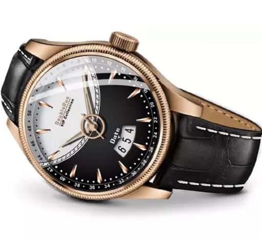 3D Glass Date Display Dial Leather Belt Analog Watch - for Men