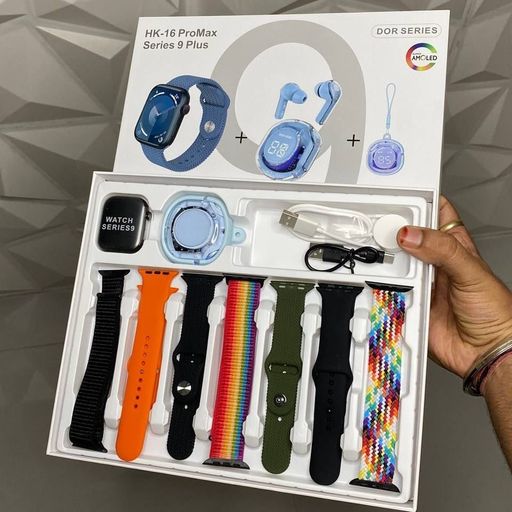 SERIES 9 PLUS Combo - Smart Watch, Ear Buds, 7 Straps, Smart Charger, Cable