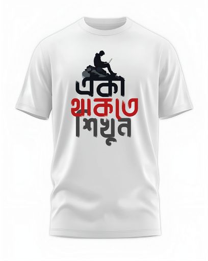 00113 - "একা থাকতে শিখুন" - Soft and Primium 100% Cotton T-Shirt
