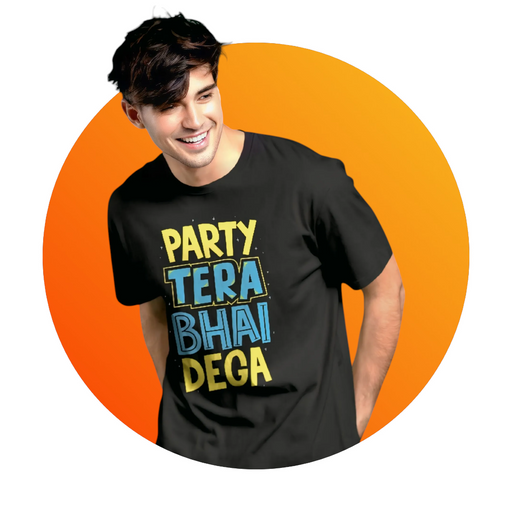 BLACK COLOUR Printed T-Shirt 