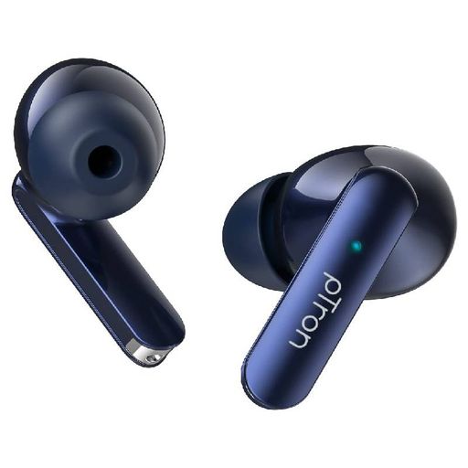 pTron Bassbuds Duo in Ear Earbuds with 32Hrs Total Playtime, Bluetooth 5.1 Wireless Headphones, Stereo Audio, Touch Control TWS, with Mic, Type-C Fast Charging, IPX4 & Voice Assistance (Blue)