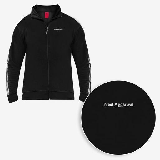 Black striped Jacket with logo. 