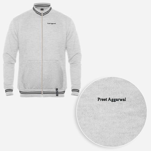 Personalised Grey High Neck Jacket For Mens