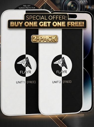 Buy One Get One FREE , Double the Protection Flayr 2.5d Big Curve,  Borderless Anti-Static Premium Tempered Glass for i Phone 17 Air
