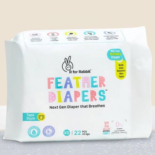 Feather Diapers - Next Gen Baby Diapers that Breathes (Pack of 22)