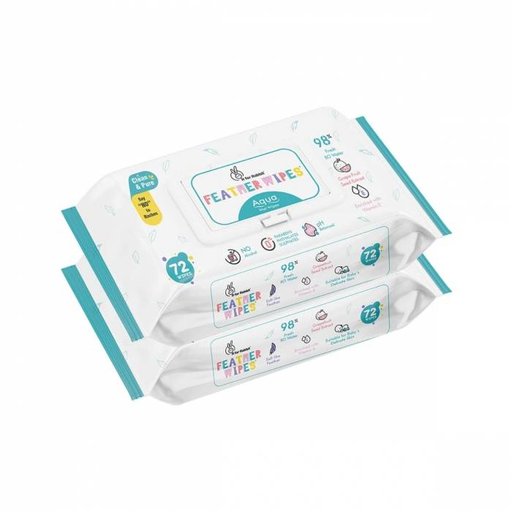 Feather Aqua Wipes - With Grapefruit Extract , Combo Pack of 2 (144 Wipes)
