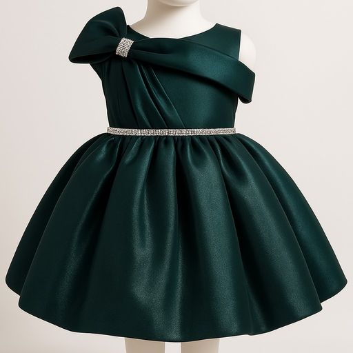 3 Year Baby Girl Rama Green Birthday Frock with Cotton Lining | Skin-Friendly & Stylish Party Wear – ColorCherry