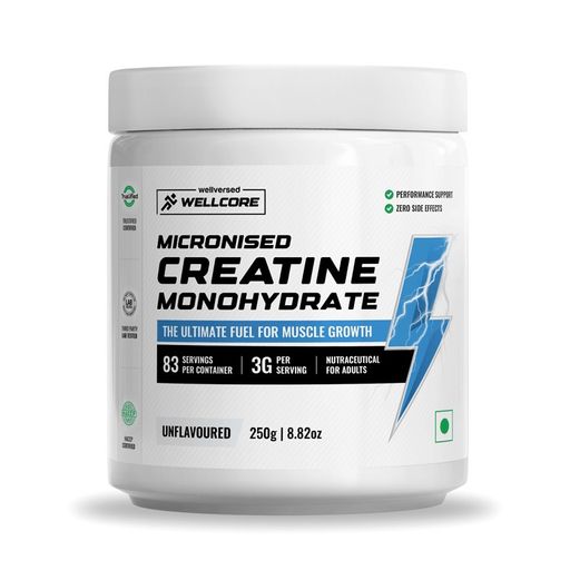 Wellcore - Micronised Creatine Monohydrate (250g, 83 Servings)100% Pure Creatine | Unflavored | Supports Athletic Performance and Power