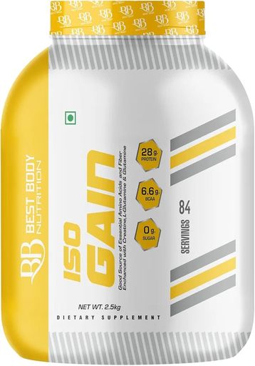 Brand: BB Best BodyBB Best Body Iso Gain 2.5kg Chocolate Flavor 84 Serving Good Source of Essential Amino Acids & Fiber Enhanced with Creatine, L-Glutamine