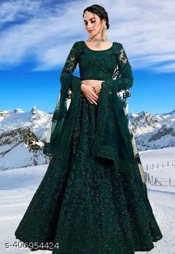 Solid Embroidered Self Design Lehenga Choli