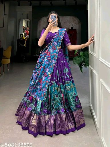 Parvedi Fashion Tussar Silk Printed Lehenga Choli