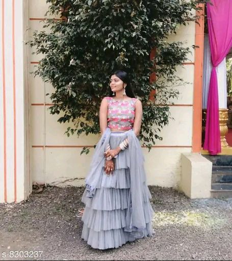 Net Embroidery Ruffle Lehenga Choli