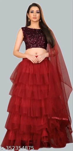 Aarya Fashion Fancy Ruffle semi-stitched sequined Lehenga