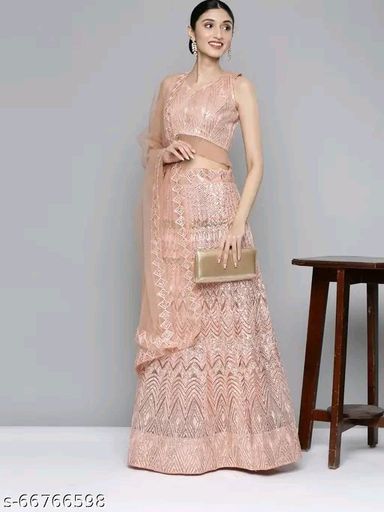 KVSFAB Net Sequenced Semi-stitched Lehenga Choli