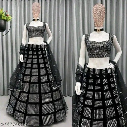 Velvet Sequin Lehenga Choli