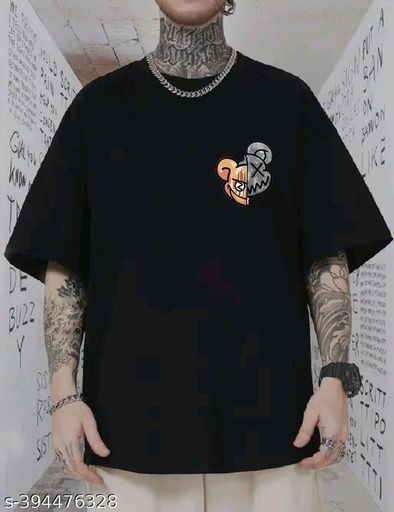 Hiden Brooks mens black cotton graphic printed oversized t shirt