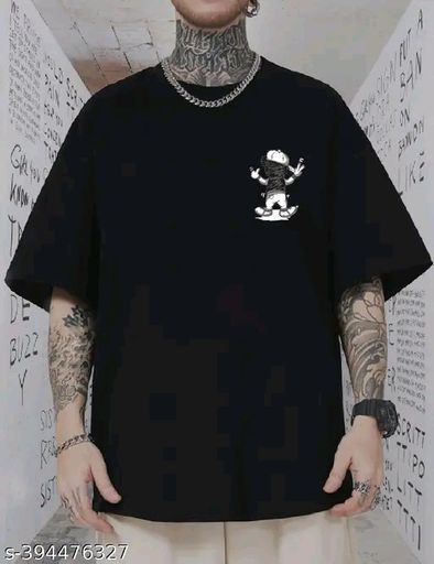 Hiden Brooks mens black cotton graphic printed oversized t shirt