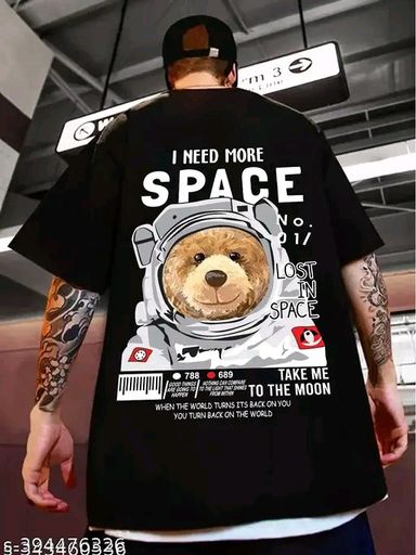 Hiden Brooks mens black cotton graphic printed oversized t shirt